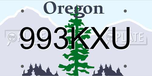 993KXU Oregon License Plate