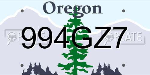 994GZ7 Oregon License Plate