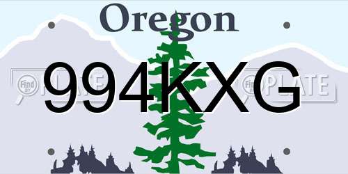 994KXG Oregon License Plate