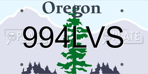 994LVS Oregon License Plate