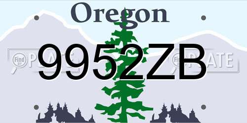 9952ZB Oregon License Plate