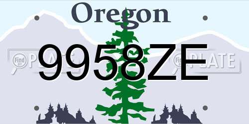 9958ZE Oregon License Plate