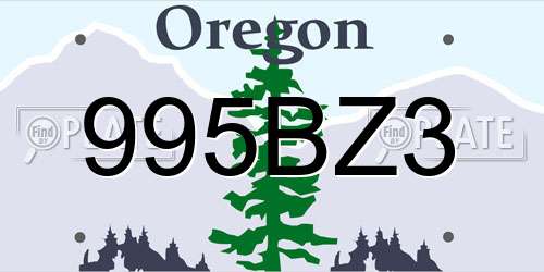 995BZ3 Oregon License Plate