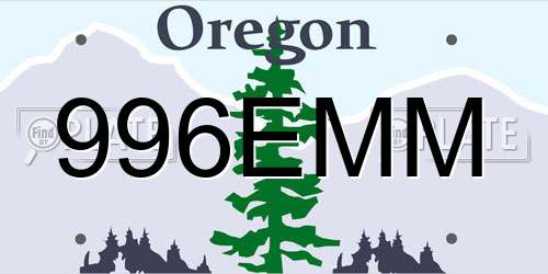996EMM Oregon License Plate