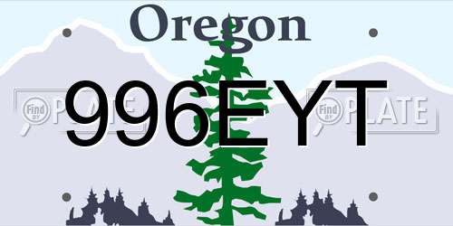 996EYT Oregon License Plate