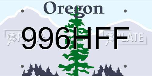 996HFF Oregon License Plate