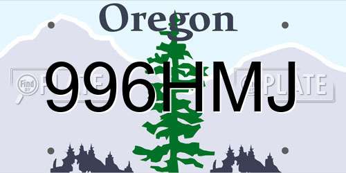 996HMJ Oregon License Plate