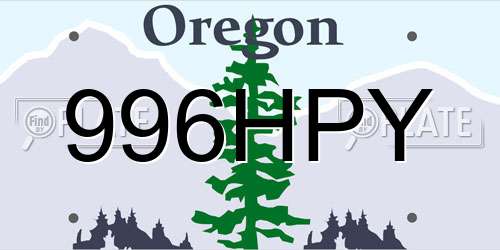 996HPY Oregon License Plate