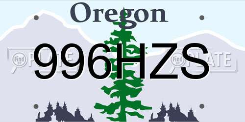 996HZS Oregon License Plate