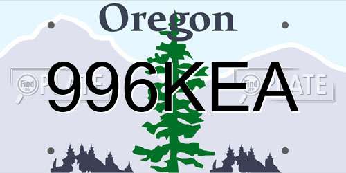 996KEA Oregon License Plate