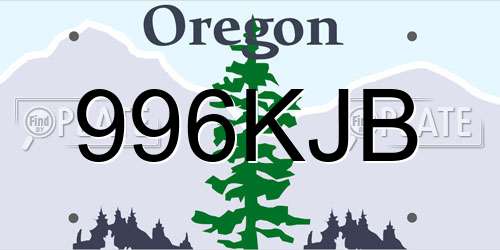 996KJB Oregon License Plate