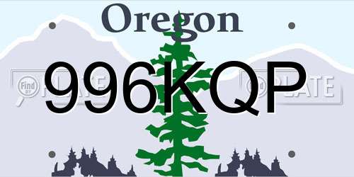 996KQP Oregon License Plate