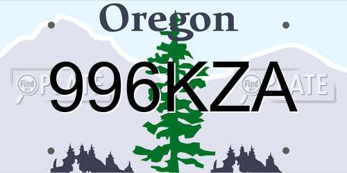 996KZA Oregon License Plate