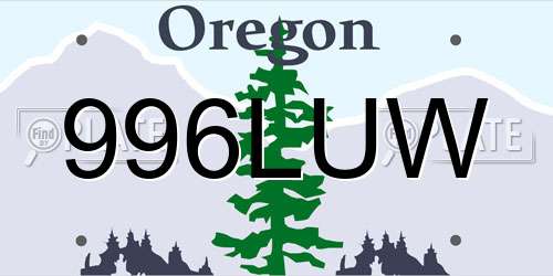 996LUW Oregon License Plate