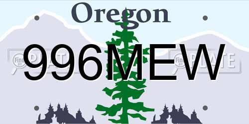 996MEW Oregon License Plate