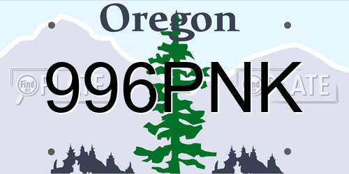 996PNK Oregon License Plate