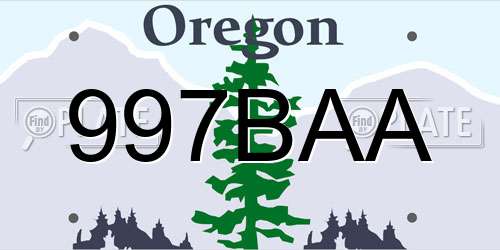 997BAA Oregon License Plate