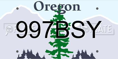 997BSY Oregon License Plate