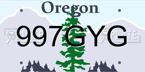 997GYG Oregon License Plate