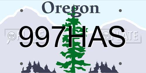 997HAS Oregon License Plate