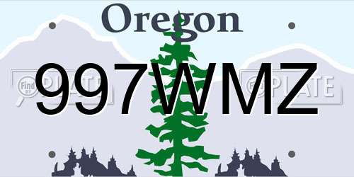 997WMZ Oregon License Plate