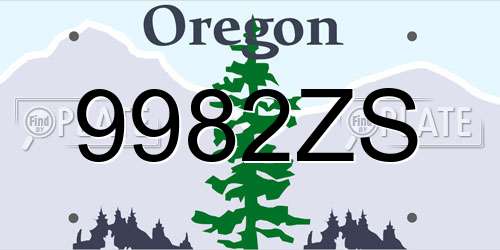 9982ZS Oregon License Plate