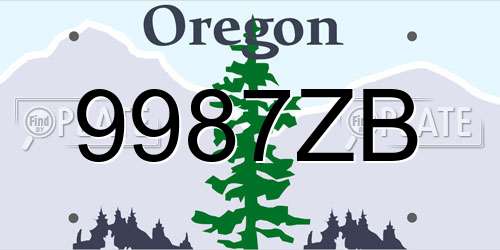 9987ZB Oregon License Plate