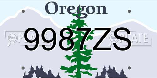 9987ZS Oregon License Plate