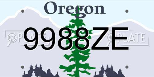 9988ZE Oregon License Plate
