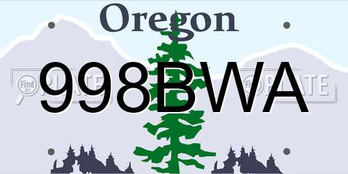998BWA Oregon License Plate