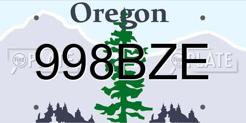 998BZE Oregon License Plate
