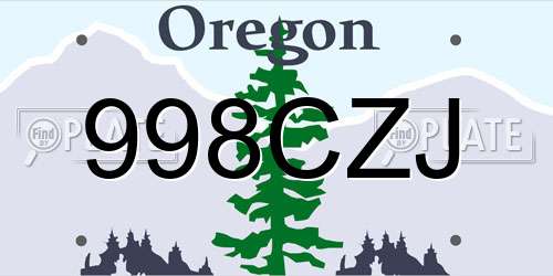 998CZJ Oregon License Plate