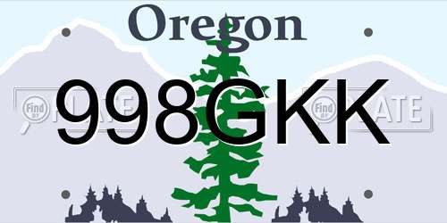 998GKK Oregon License Plate