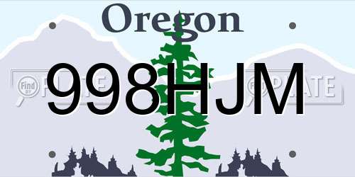 998HJM Oregon License Plate