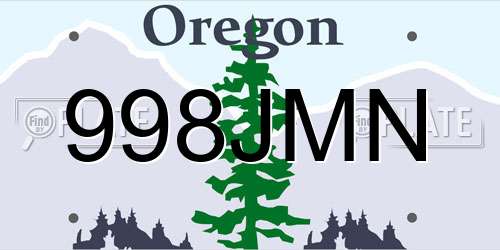 998JMN Oregon License Plate