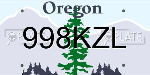 998KZL Oregon License Plate