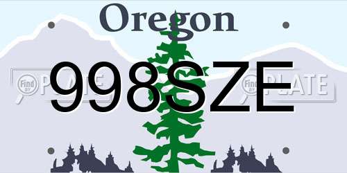 998SZE Oregon License Plate