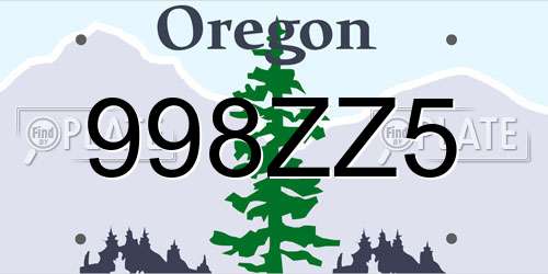 998ZZ5 Oregon License Plate