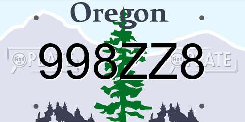 998ZZ8 Oregon License Plate