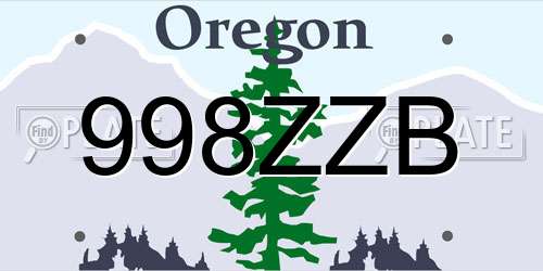 998ZZB Oregon License Plate