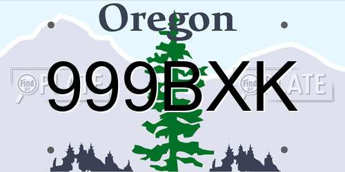 999BXK Oregon License Plate