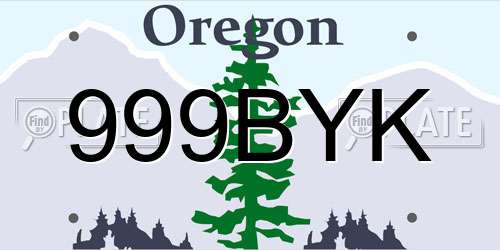 999BYK Oregon License Plate