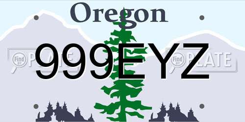 999EYZ Oregon License Plate