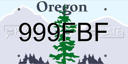 999FBF Oregon License Plate