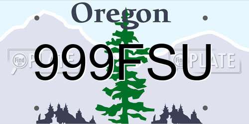999FSU Oregon License Plate