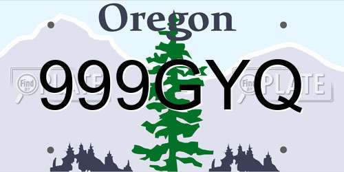 999GYQ Oregon License Plate