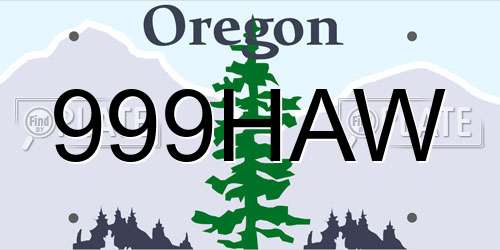 999HAW Oregon License Plate