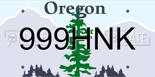 999HNK Oregon License Plate