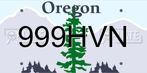 999HVN Oregon License Plate