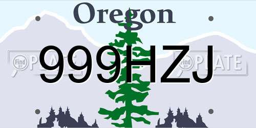 999HZJ Oregon License Plate